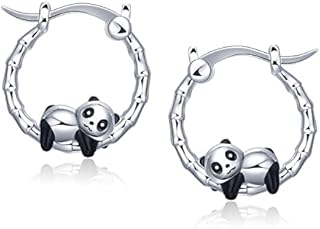 Panda Unicorn Sloth Earrings Animal Huggie Hoops for Girls - Qings Sterling Silver Cute Enamel Small Hypoallergenic Hoop Jewellery Earring Gifts for Women Daughter