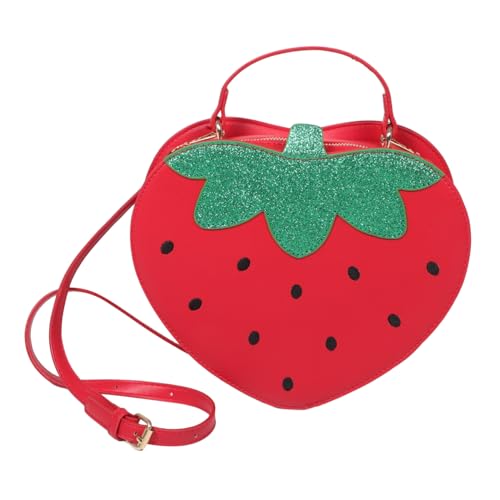 Sac bandoulière fraise pour femme, cabas quotidien léger en toile