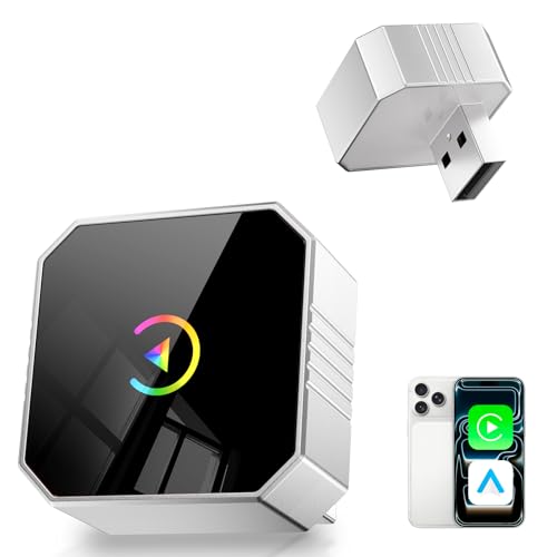Aimoon Mini Wireless CarPlay Adapter 2026 for CarPlay & Android Auto, Plug & Play, Fast Auto Connect, No Latency 2in1 Car Play Wireless Adapter for iPhone iOS 10+ Android 11+ Information Display