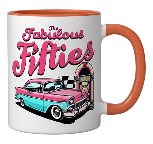Taza de cerámica naranja/blanca de 11 onzas miniatura 2