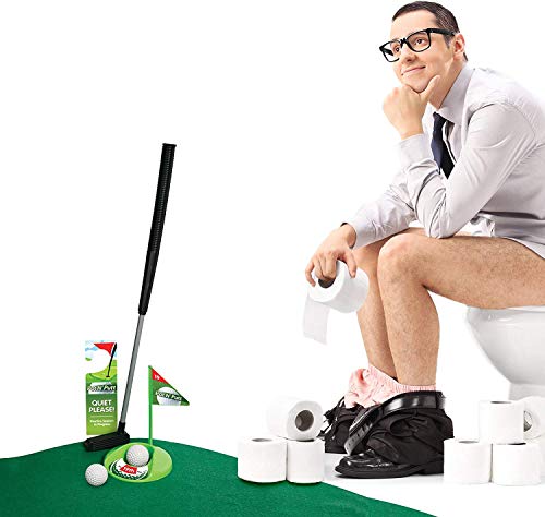 Mini Golf Set Toilet Game â€“ Indoor Golf Practice Putting as Potty Putter Bathroom Games Perfect Gag Gifts for Men and Women - Funny Novelty Toy 1 Set