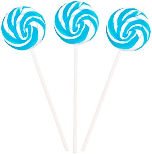 Blue & White Swirl Lollipops – 40 Pack Individually Wrapped – Party Favors, Baby Showers, Gluten-Free, Vegan, Bulk Candy
