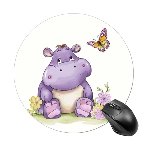 Anceky Alfombrilla de ratón para Juegos de Goma Antideslizante con diseño de Mariposas e hipopótamos, Impermeable, Bonita Alfombrilla para Ordenador, para Oficina, hogar, Juegos y portátil.