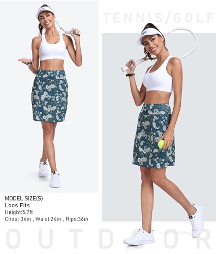 Image of MoFiz Women's 20 inch Knee Length Golf Skorts Athletic Skirts Summer Casual Active Workout Sports Tennis Skirt with 4 Pockets