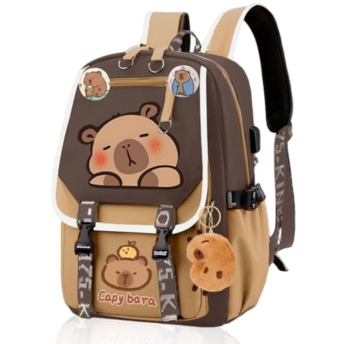 MIFKLMV Capybara Backpack Children's School Bookbag Travel Rucksack Large Capacity Travel Rucksack Student School Bookbag for Kids Boys Girls-A