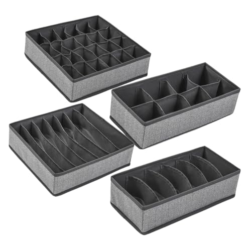 Mikikit 4Piezas Organizador De Cajones Para Ropa Interior De Organizadores Plegables De Tela Para Sujetadores Calcetines y Bragas Para Armarios y Tocadores Color