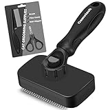 3PCS Cat Grooming Supplies, Cat Brush & Nail Clipper/Trimmer & Flea Comb for Shedding Indoor Cats Essentials Stuff Accessories (Black Grey)