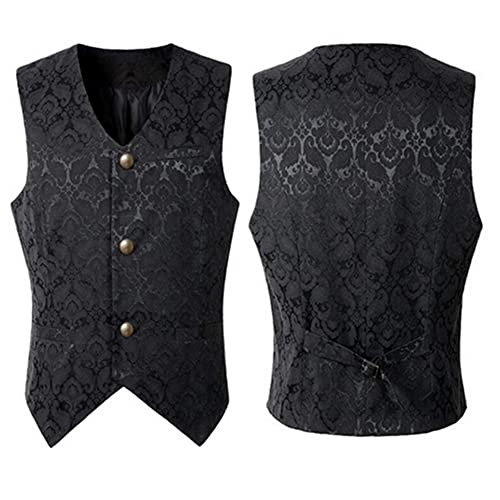 PaulJones Gilet Steampunk Uomo Senza Maniche Gilet Uomo Gotico Punk Cappotto Uomo Gotico Cappotto Giacca Uomo Gotico Steampunk Lungo Medievale Retro Vintage Jacquard Taglia M Nero 41087754