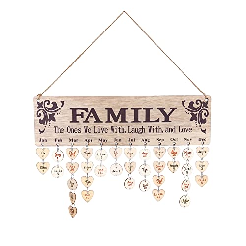 Wooden Family Birthday Reminder Calendar Board with 100 Wood Tags Decorative Birthday Tracker Plaque Wall Hanging Family DIY Calendar Hanging Board Personalized Gifts for Mom Grandma Wooden Family Birthday Reminder Calendar Board with 100 Wood Tags Decorative Birthday Tracker Plaque Wall Hanging Family DIY Calendar Hanging Board Personalized Gifts for Mom Grandma