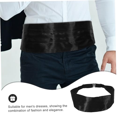 VALICLUD Men's Satin Cummerbund Bow Tie Formal Tuxedo Accessories for Weddings Black Tuxedo Tie Luxury Belt for Men3