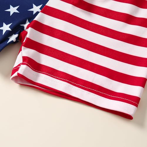 Image of Mrocioa Toddler Boy Summer Clothes 4th of July T Shirt American Flag Shorts Set Girl Stars Stripes Outfit