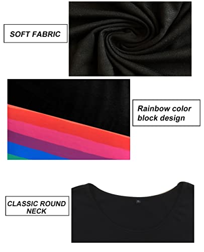 Image of CARCOS Plus Size Tops for Women Short Sleeve Summer Pullover Color Block Crewneck /V Neck Tee Tunic Loose Fit Tshirts XL-5XL