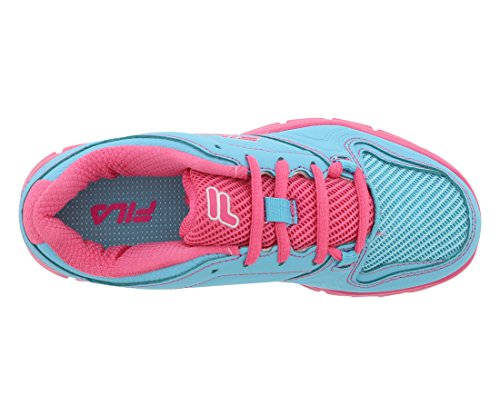 Fila Girls' Speed Runner Skate Shoe, Pink Glo/Safety Yellow/Metallic Silver3