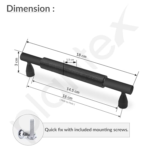 Image of Plantex Cabinet Handle /Kitchen Cabinet Door Handle /Wardrobe /160 mm Cupboard Handle /Door Pull-Push Handle for Home /Office - Pack of 2 (Black)