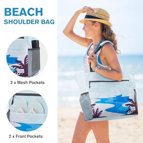 Image of G4Free Beach Bag, Waterproof Sandproof Beach Tote Bag, Large Capacity Foldable for Women