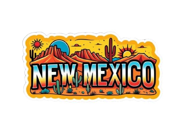 Image of New Mexico State Sticker 5 Inch Waterproof Vinyl Decal USA State Graphic Sticker for Laptop Water Bottle Car Window Bumper Truck Travel Souvenir Durable