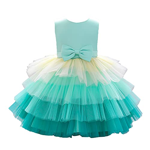 Flower Baby Girl Lace Dress Toddler Tulle Sleeveless Bow Princess Party Wedding Pageant Bridesmaid (Green.6-12 Months)