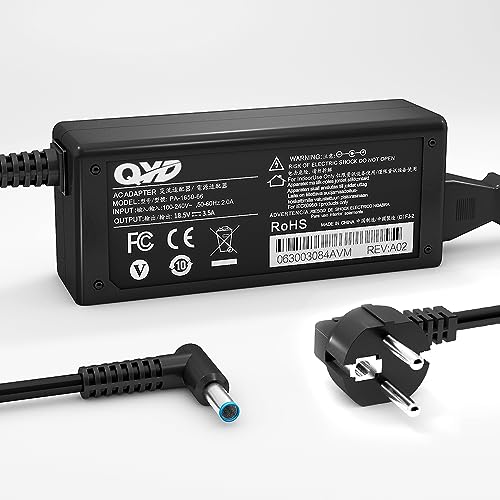 QYD 65W Notebook Adaptateur Chargeur pour Ordinateur Portable Hp Stream 11 13 14 Hp Spectre X360 360 13t HP Sleekbook 10 11 14 15 17 Envy 310-g2 17-e127sf 15-AC084NX 15-AC084TX Laptop Alimentation