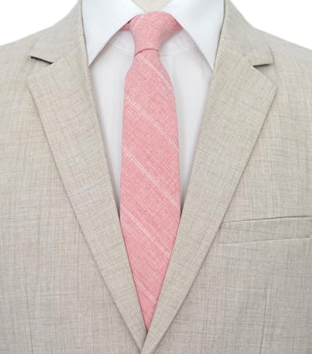 Image of BELLUNO Men's 2.5 inch Skinny Solid Cotton Linen Ties