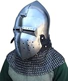 METIZIMASICAL Antique Custom SCA Hnb 14 Gauge Steel Medieval Combat Pig Faced Bascinet Helmet