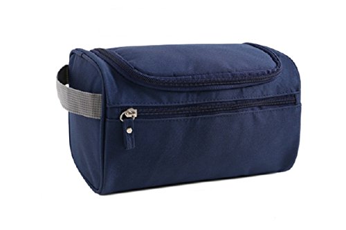 MoDu Hanging Travel Waterproof Portable Toiletry Bag with Hook and Handle (Dark Blue)