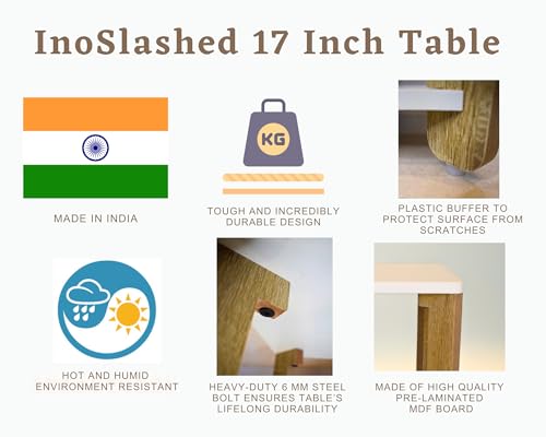 Image of InoSlashed Beautiful Wooden Side Table /End Table /Plant Stand /Tea Table /Stool Living Room Furniture Square Shape (17 Inch Height)