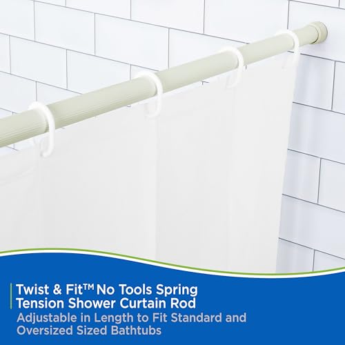 Kenney KN609L/52 Twist & Fit No Tools Spring Tension Standard Shower Curtain Rod with Non-Slip, Non-Scratch Ends, 42-72" Adjustable Length, Easy Install, Sage, 1" Diameter Rust Resistant Steel Tube by Kenney - Used condition - Image 3