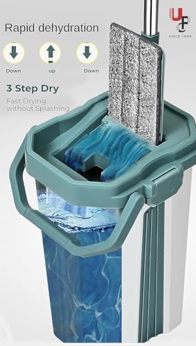 Image of UPC 360 Rotating Microfiber mop for Floor Cleaning Flat Mop for Home Cleaning Floor| Hands-Free Squeeze & Wash FlatMop System for Home (Green)