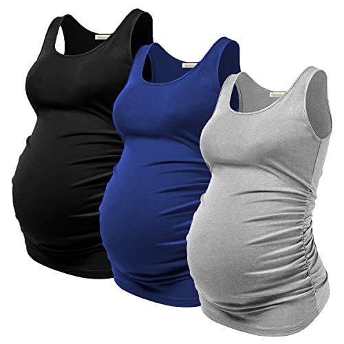 PARNIXS - Summer Women's Maternity Tank Top Comfy Sleeveless Maternity Clothes, Medium (3 pcs)