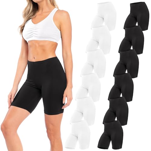 Image of Sexy Basics Womens 12 Pack Cotton Stretch Boyshort Bike Shorts | Yoga, Slip-Short, Boxer-Briefs