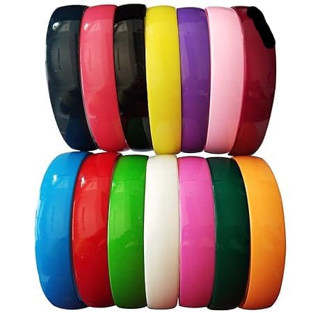 Glam Shopperz Wide Multicolor Plastic Headbands, Pack of 9 For Girls-image-43
