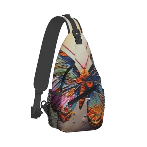Bolso cruzado para hombre tipo bandolera con bordado mariposa miniatura 2