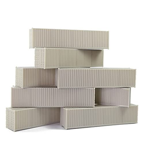 Evemodel C8740JJ 9pcs HO Scale 1:87 Shipping Container Blank Uncolored Cargo Box (40ft (9pcs))