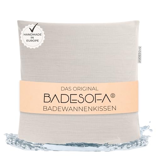 BADESOFA Badewannen-Kissen M | Premium-Qualität | Bequemes Wannenkissen Made in EU | Bade-Polster in Perlmutt waschbar & schnelltrocknend | Für breite eckige Badewannen