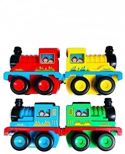 Small Push Along Train Engine Pull Back Racer Train Vehicle, Trains and Friends Adventures (Set of 4)