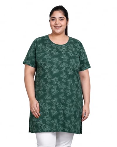 Image of In Love Women's All-Over Printed Cotton Plus Size Longline T-Shirt with Pockets