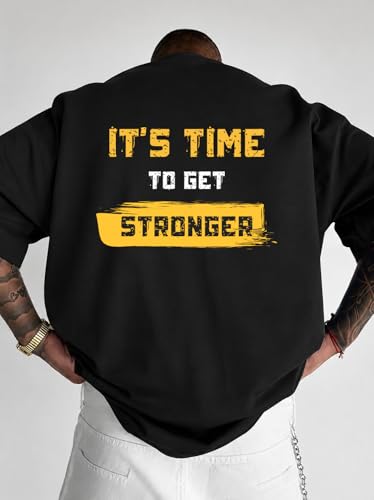 Image of Men's Oversized Round Neck Cotton Printed Gym T-Shirt for Men | Premium Soft Cotton Casual Loose Fit Half Sleeve Plain Tee Shirt