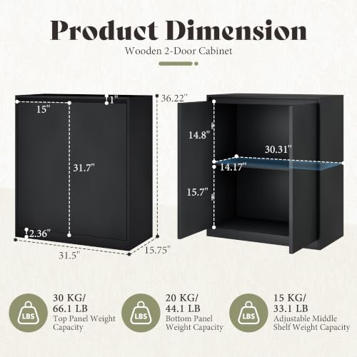 Image of AMERLIFE Modular DIY 2-Door Storage Cabinet, 32 x 16 x 36 Inch