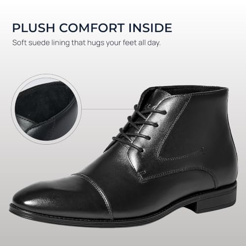 Image of Holy dove Mens Dress Boots Leather Oxford Chukka Boots | Hi-Poly insole,non-slip rubber outsole, business formal, ankle-high chukka Oxford style