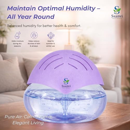 Image of Humidifier Revitalizer Hygiene Portable Room Air Purifier and with Led Lights, Run Time: 16 Hours- Perfect for Living Rooms, Kitchen, Office & Hotels (24 * 24 * 12 cm,Purple)-750 Ml