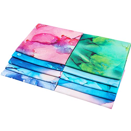 Craftido -21 Options- 100% Cotton Quilting Fabric Bundles 10Pcs Fat Quarters 18”X21”-Medium Weight 5.2 Oz- For Quilting, Sewing Project, Patchwork, Diy Crafts - Rainbow Inks #TOP2