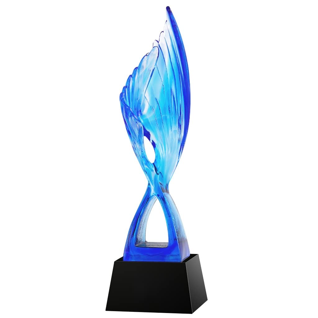 Trofeo De Cristal De Cristal Azul Trofeo De Campeón De Competición Creativa Trofeo del Premio De La Empresa Escolar Paquete De Regalo