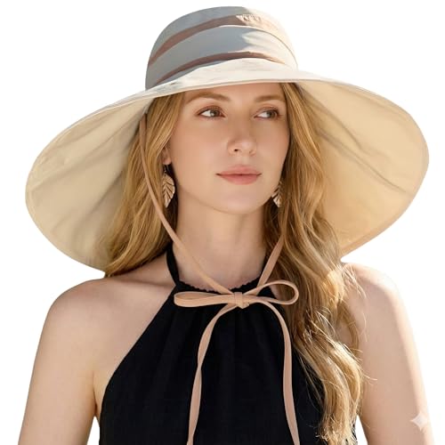 KAICAILA Women Wide Brim Sun Protection Hat Summer 2 in 1 Fishing Hats