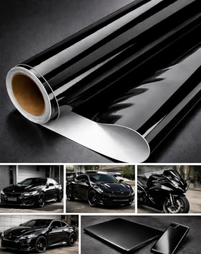 Image of WALLMATE Black GlossPaint Protective Wrap Sticker Decal Bubble Free Air Release Car & Bike Sheet Film (30x142 Cm, Black Gloss)