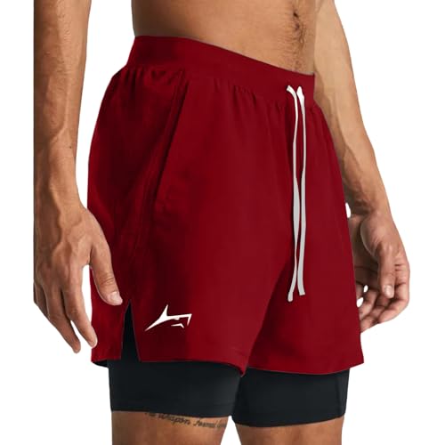 Image of PROSHARX 2 in 1 Active Dual Shorts with Inner Tights Layer | Men's Double Layer Short for Running, Gym & Sports