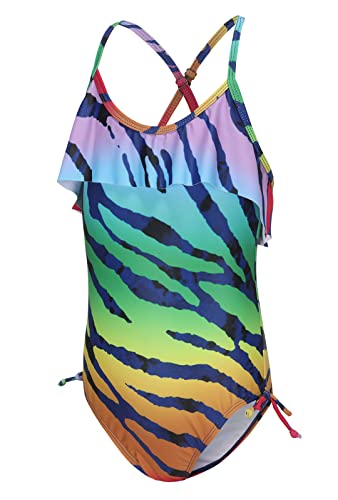 Image of Girls One Piece Swimsuits Halter Bathing Suits Summer Ruffler Swimwear 2-14 Years