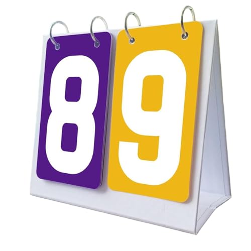 Colaxi Multi Sports Scoreboard Table Score Flipper 2 Digits Score Keeper Flip Number Score Board for Team Games Tennis Ball Football, Purple and Yellow
