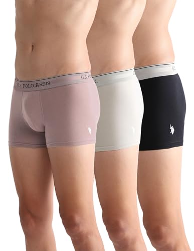 Image of U.S. Polo ASSN. Mens OET15 Mid Rise Solid Underwear Trunks - Pack of 3