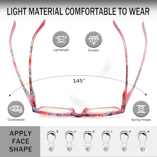 Image of SIGVAN Ladies Reading Glasses Blue Light Blocking Spring Hinge Fashion Pattern Print Eyeglasses for Women
