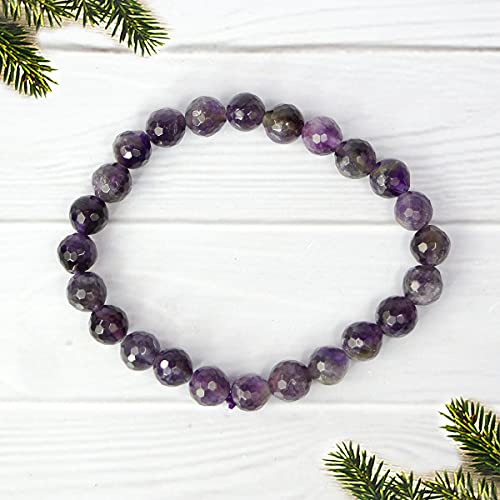Image of Reiki Crystal Products Certified Natural Crystal Stone 8 mm Diamond Cut /Faceted Beads Bracelet for Men & Women | Reiki Charged Gemstone Bracelet | Multiple Crystal Variants Available
